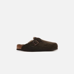 Beige Men Kith Birkenstock Boston Shearling Sandals | 6405-DRWCV