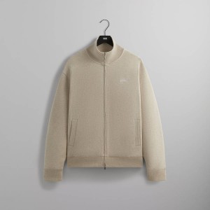 Beige Men Kith Fleece Wyona Full Zip Jackets | 9831-CVGBF