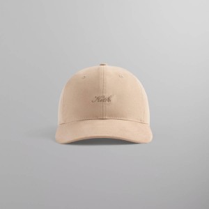 Beige Men Kith Microsuede Two Tone Script Aaron Cap | 9738-ZDCVK