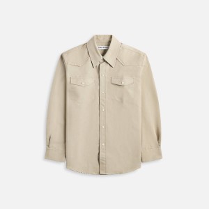 Beige Men Kith Our Legacy Frontier Lucid Pistachio Rural Wool Shirts | 5792-CFEJY