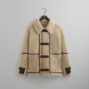 Beige Men Kith Shearling Lucian Jackets | 9108-EFUTV