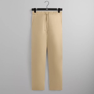 Beige Men Kith Silk Cotton Barrow Pants | 5326-LGTQE
