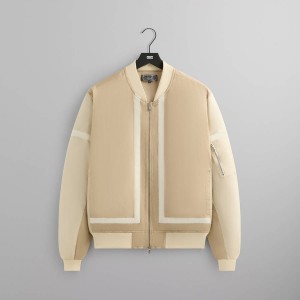 Beige Men Kith Washed Silas Bomber Jackets | 3192-AZRJH