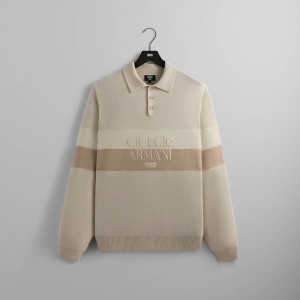 Beige Men Kith and Giorgio Armani Cashmere Harmon Rugby Shirts | 8790-XIGAW