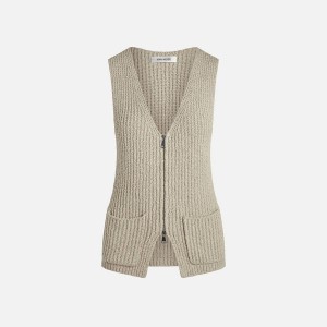 Beige Women Kith Aya Muse Cae Knit Cotton Vest | 8719-XRJSC