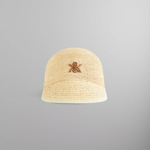 Beige Women Kith Raffia Cap Headwear | 0932-TGQZM