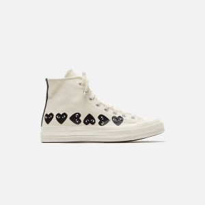 Beige / Black Men Kith Comme Des Garçons Play x Converse Multi Heart High Top Sneakers | 7690-XWPDY
