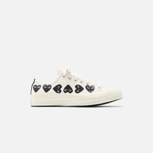 Beige / Black Men Kith Comme Des Garçons Play x Converse Multi Heart Low Top Sneakers | 8537-CAHXB