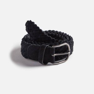 Black Men Kith Anderson's Suede Woven Belts | 8412-GSOLK