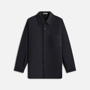 Black Men Kith Auralee Brushed Super Fine Wool Flannel Shirts | 7601-HOZQP