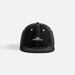 Black Men Kith Awake NY Crown Logo 6 Panel Cap | 2795-QFAKH