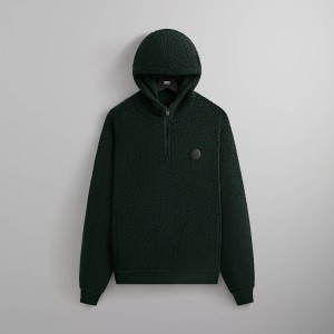 Black Men Kith Bonded Sherpa Coleman Quarter Zip Hoodie Sweatshirts | 7062-YIQBA