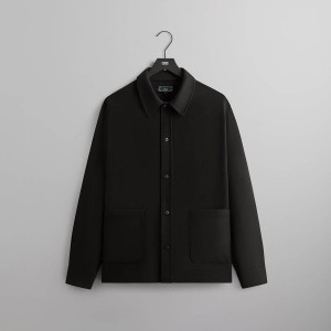 Black Men Kith Double Weave Boxy Collared Shirts | 3462-YIZCM