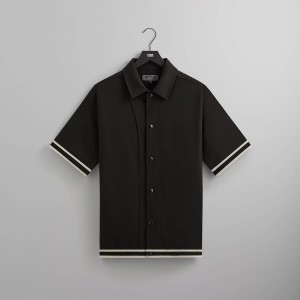 Black Men Kith Double Weave Woodpoint Shirts | 0438-UDBJG