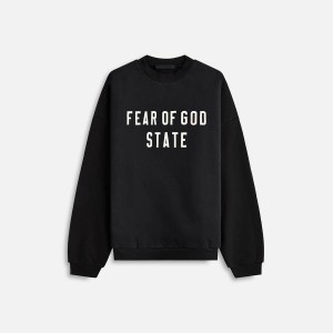 Black Men Kith Essentials Heavy Fleece Crewneck Sweatshirts | 3209-EXTDU
