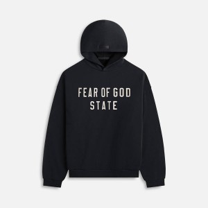 Black Men Kith Essentials Heavy Fleece Hoodie Sweatshirts | 6304-TMQWZ