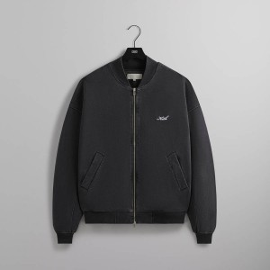 Black Men Kith Fleece Avery Bomber Jackets | 0682-DWVOF