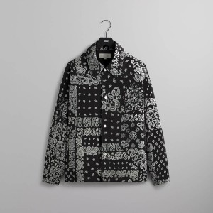 Black Men Kith Flocked Deconstructed Bandana Coaches Jackets | 4720-RUIAY