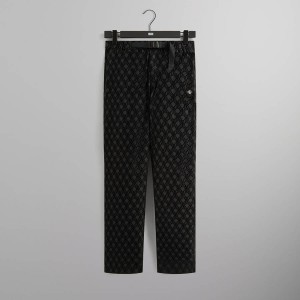 Black Men Kith Flocked Monogram Elias Pants | 0857-PCZGX