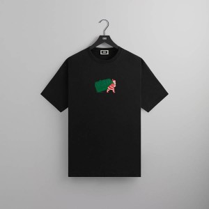 Black Men Kith Kithmas Comic Santa T-Shirt | 0816-ROFBY