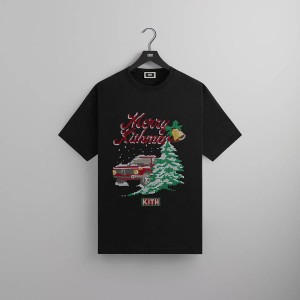 Black Men Kith Kithmas Needlepoint T-Shirt | 3207-MPUIH