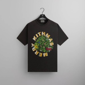 Black Men Kith Kithmas Tree Vintage T-Shirt | 2936-FQMYR