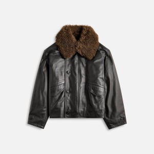 Black Men Kith Lemaire Quilted Leather Blouson Jackets | 8964-BOAXY