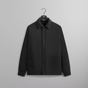 Black Men Kith Long Sleeve Boxy Collared Shirts | 0538-PICLF