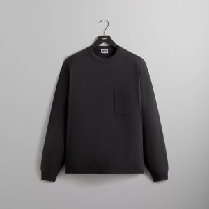 Black Men Kith Long Sleeve Leonard Pocket Shirts | 0786-QAUNL