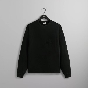Black Men Kith Long Sleeve Quinn Shirts | 8254-TLJQD