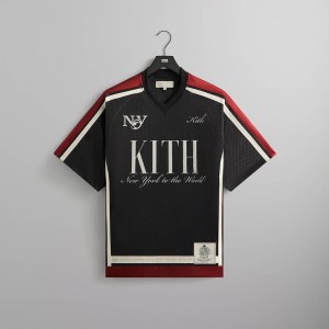 Black Men Kith Mesh Leon Jersey Shirts | 6548-JSYPL