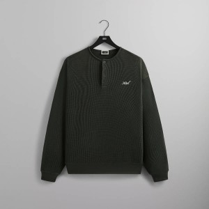 Black Men Kith Micro Waffle Colby Pullover Sweatshirts | 9263-LGIRK
