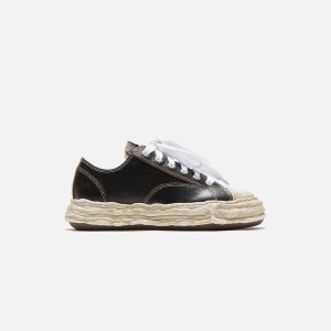 Black Men Kith Mihara Yasuhiro Peterson Low 23 Cracking Leather Sneakers | 1729-EQYDO
