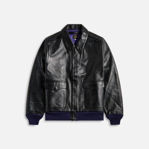 Black Men Kith Needles A-2 Cowhide Jackets | 3054-KZWUP