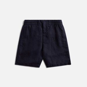 Black Men Kith Orlebar Brown Cornell Linen Shorts | 2083-RNXLA