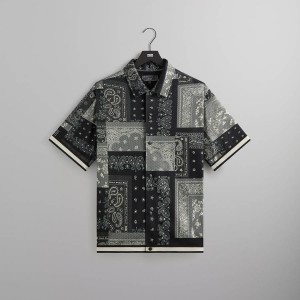 Black Men Kith Printed Mesh Woodpoint Shirts | 6497-KRNUC