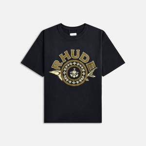 Black Men Kith Rhude Black Caviar T-Shirt | 4251-RHPBE