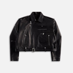 Black Men Kith Rick Owens Giacca In Pelle Cropped Jumbo Bauhaus Stooges Jackets | 1309-KDQJY