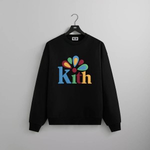 Black Men Kith Serif Applique Nelson Crewneck Sweatshirts | 0435-VHJZA