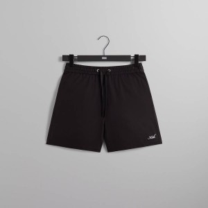 Black Men Kith Silk Cotton Active Shorts | 0318-EYWON