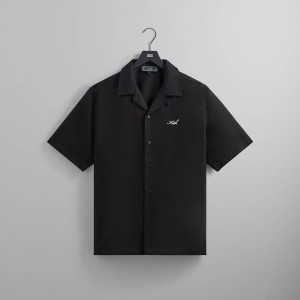 Black Men Kith Silk Cotton Thompson Camp Collar Shirts | 6543-AXYZG