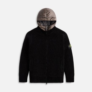 Black Men Kith Stone Island Zip Knit Hooded Jackets | 1826-FXDGB