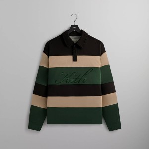 Black Men Kith Stripe Microsuede Tanner Pullover Sweatshirts | 5047-TPOHS