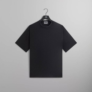 Black Men Kith Sueded Jersey Bishop Shirts | 0589-NOUDC