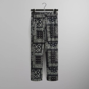 Black Men Kith Washed Cotton Bandana Barrow Pants | 5267-DXTUF
