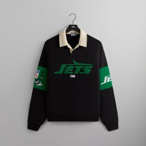 Black Men Kith and '47 for the NFL: Jets Nelson Collared Pullover Shirts | 3842-WMFQH