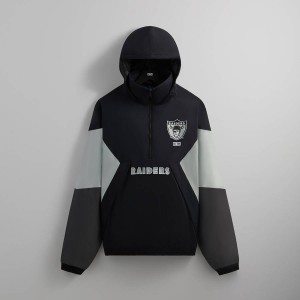 Black Men Kith and '47 for the NFL: Raiders Quarter Zip Anorak With Hood Jackets | 1283-EDGXJ