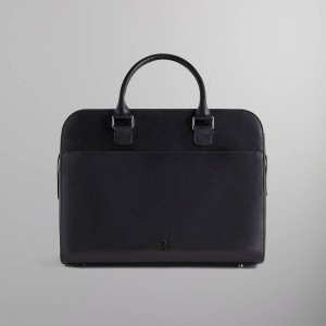 Black Men Kith and Giorgio Armani Monogram Leather Document Bags | 3512-XGTNF