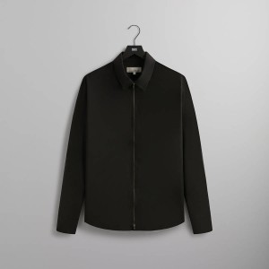 Black Men Kith and Kin Tropical Wool Marquis Zip Up Shirts | 3467-MYSVU