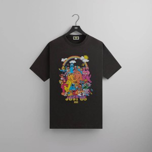 Black Men Kith for Sesame Street Characters Vintage T-Shirt | 6078-WQXLR